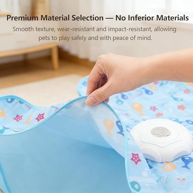Automatic Interactive Cat Toy Hide and Seek Electric Toy with Feather Wand Bird Sounds Touch Activated USB Rechargeable Play Mat for Indoor Cats Self Play Exercise for Kittens and Cats