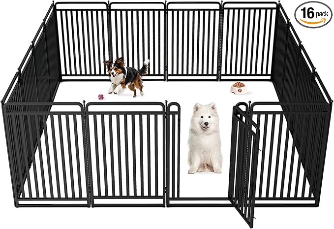 New Thickened Version Dog Playpen, 40 Inch Dog Fences for The Yard, Portable Outdoor Dog Playpen for Large/Medium/Small Dogs, Foldable Metal Dog playpen, with Doors (16 Panels, 40 Inch)
