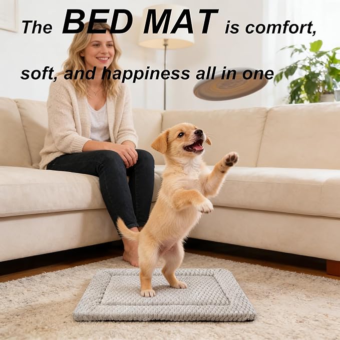 Dog Bed Mat - Durable & Cute Crate Dog Beds for Small Dogs & Cats, Comfortable Kennel Pad for Home, Crate & Travel