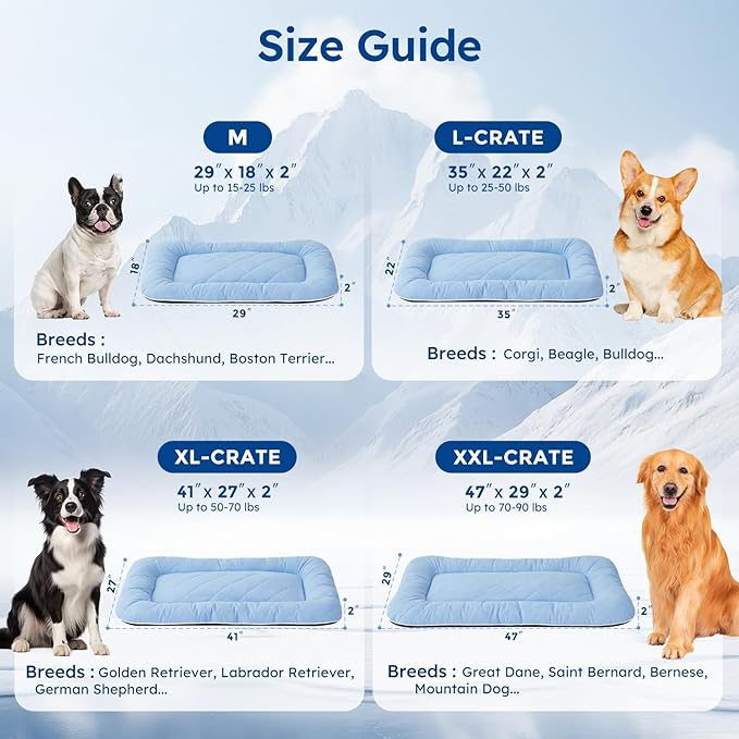 ZOMISA Cooling Dog Bed Q-MAX >0.5, Cooling Mat for Small Medium Dogs, Cold Pad for Summer Puppy with Chill Breathable Washable Fabric, 29x18x2'', Blue