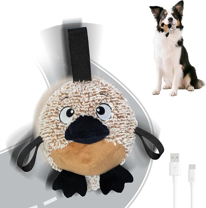 Interactive Dog Toys,Squeaky Dog Toy to Keep Them Busy,Automatic Jumping Moving Tug of War Doggie Toy Platypus,Type-C Rechargeable with Two Jumping Modes,Not for Aggressive Chewers