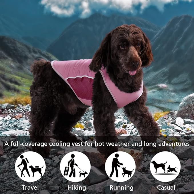 UPF 50+ Sun Protection Sleeveless Dog Shirt for Small Medium Dogs - Breathable Lightweight Sports Fan T-Shirt with Reflective Strips, UV Protective Apparel P23ST00503L