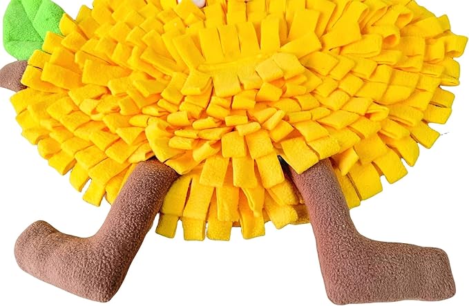 Dog Snuffle Mat Fleece Foraging Fruit Design Mats Small Animals Interactive Feeding Toy Anti Slip Slow Feeder Pet Treat Dispenser for Dogs Rabbits Guinea Pigs (Lemon)