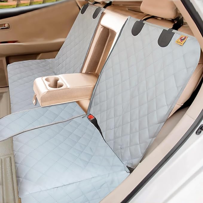 Bark Lover Dog Car Seat Cover for Back Seat, Waterproof Bench Backseat Protector, Nonslip Rear Seat Cover for Kids & Pets, Compatible with Middle Armrests, Fits Most Cars & Midsize SUVs