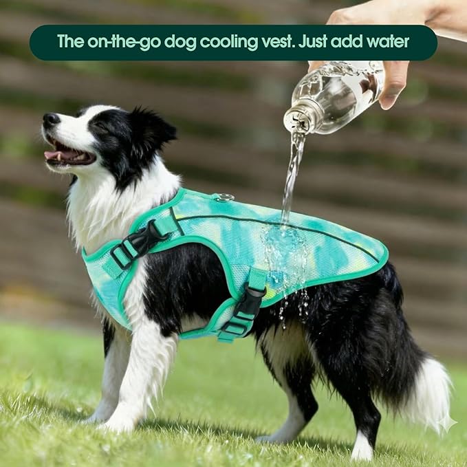 Kuoser Dog Cooling Vest for Dogs, Lightweight Cooling Shirt for Small Medium Large Dogs, Adjustable Pet Cooler Jacket with Reflective Stripe, UV Protection Pet Harness T-Shirt for Summer Outdoor