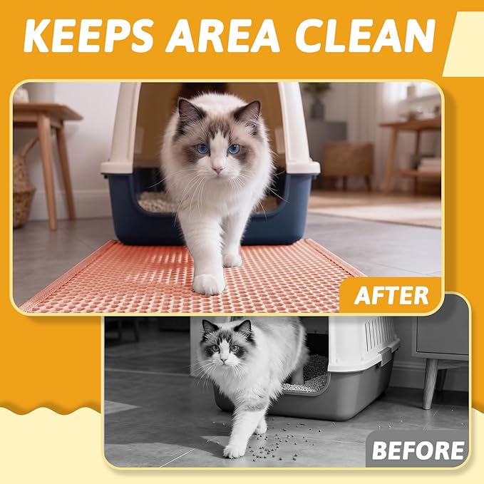 Pieviev Cat Litter Mat Double Layer Waterproof Urine Proof Trapping Mat 1 Pack (Red, 24x15 Inch (Pack of 1))
