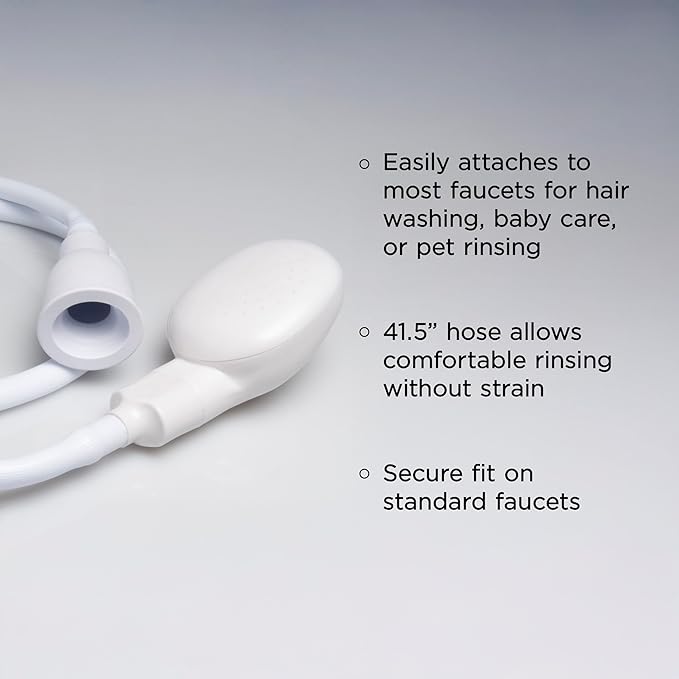 Diane Portable Shampoo Sink Spray Hose for Salon or Home, 41.5 Inch Sink Attachment with Nozzle for Hair Washing, Baby & Pet Baths, Fits Most Standard Faucets, White, 1" Diameter