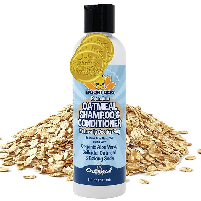 Bodhi Dog Shampoo Brush & Oatmeal Shampoo and Conditioner Bundle - Grooming Essentials for Pets, Short Hair Scrubber, Soothes and Moisturizes Dry, Itchy Skin - Hydrates & Nourishes