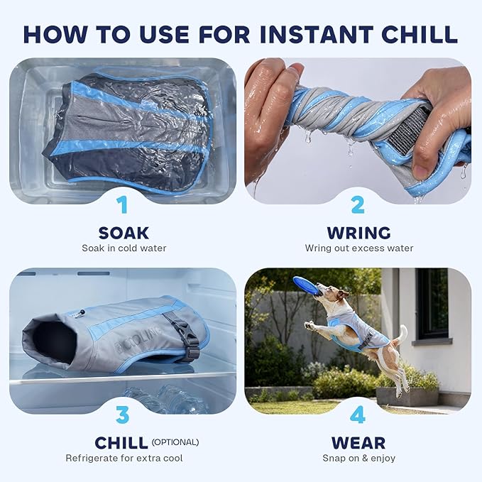 Mora Pets Dog Cooling Vest for Summer Lightweight Breathable UPF 50 Sun Protection Evaporative Cooling Adjustable Fit with Hidden Leash Access for Small Medium Large Dogs Light Gray Blue XL