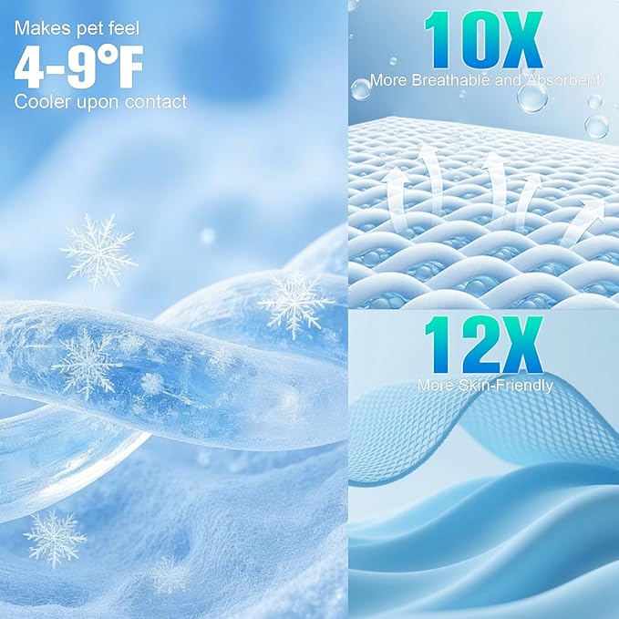 EXPAWLORER Dog Cooling Mat, Double-Sided Foldable Dog Bed for Dogs Cats Large Kitten, Pet Self Cooling Kennel for Summer, Blue Pad Coolings Dog Blanket for Crate Car Both Indoorand Outdoor Washable
