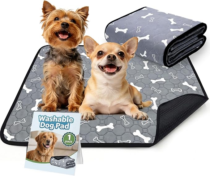 BAEJMJK Washable Dog Pee Pads 4-Layer Super Absorbent Puppy Training Pads Waterproof Non-Slip Leak-Proof Reusable Mats for Potty, Crate, Playpen & Travel(18"x24",Gray 1-Pack)