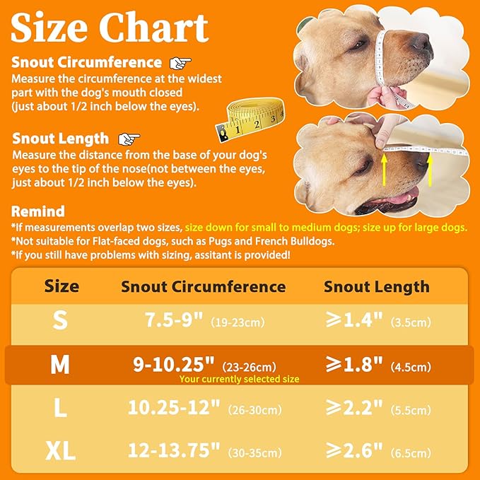 Mayerzon Dog Muzzle for Large Medium Small Dogs, Adjustable Fit, Soft & Sturdy Fabric, Prevents Fierce Barking Biting Chewing, Ideal for Grooming Walking Vet Visits, Allows to Pant Drink (Grey, M)