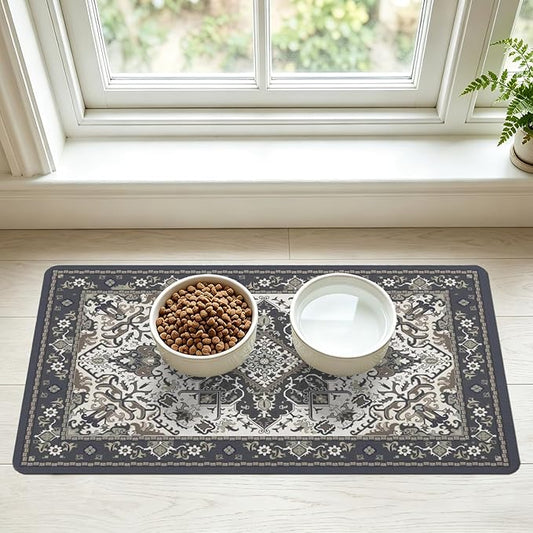 Pet Feeding Mat for Floors Waterproof Dog Mat for Food and Water Absorbent Quick Dry Non Slip mat for Cat Bowls