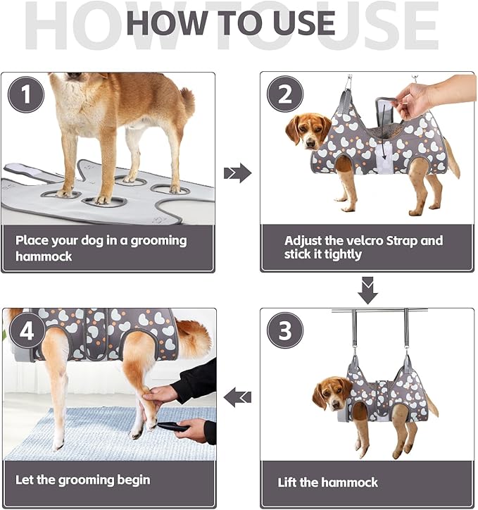 ATESON Dog Grooming Hammock for XXL Large Dogs with Nail Clippers/Nail Trimmers, Dog Grooming Harness for Nail Trimming, Pet Grooming Sling Helper