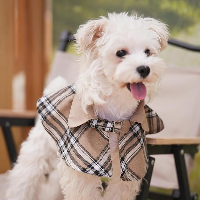 Dog Tuxedo Wedding Suit Shirt with Bow Tie, Formal Outfit Tux Attire for Puppy Small Medium Dogs Cats Costume (Khaki Scarf, Small)