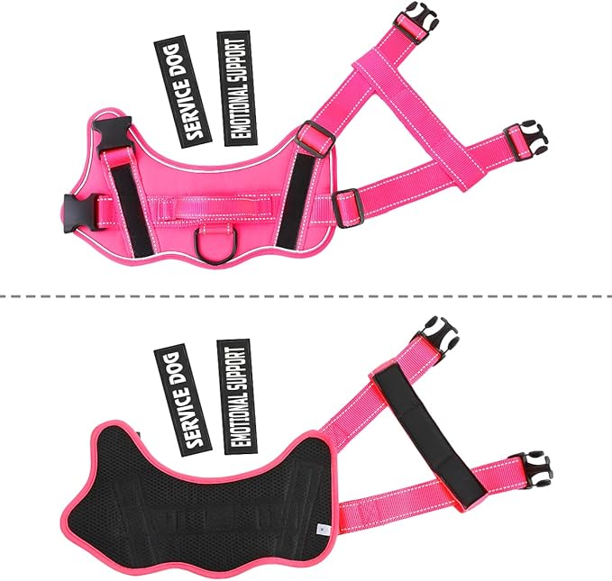 voopet Service Dog Harness, Emotional Support Pet Vest Harness, Reflective Breathable & Adjustable No Pull ESA Harness for Small Medium Large Dogs (with 4 PCS Removeable Tags),X Large (Pack of 1)