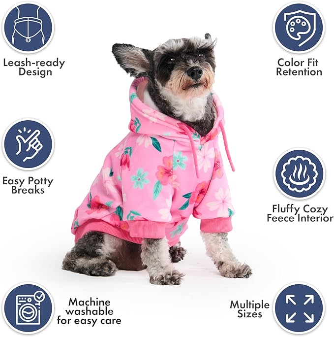 Spark Paws Dog Hoodie – Premium Dog Sweater for Small, Medium, and Large Dogs | Warm Outfits for French Bulldogs, Pitbull, Puppy, Winter Jacket Alternative - Blossom - 2XL
