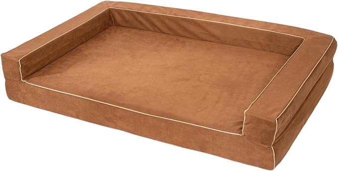 Orthopedic Dog Bed Medium - 4" Solid Memory Foam Pet Bed for Arthritis Relief & Hip Dysplasia - Bolster Style with YKK Zippered Waterproof Washable Cover & Bottom for Senior Dogs 10-50lbs