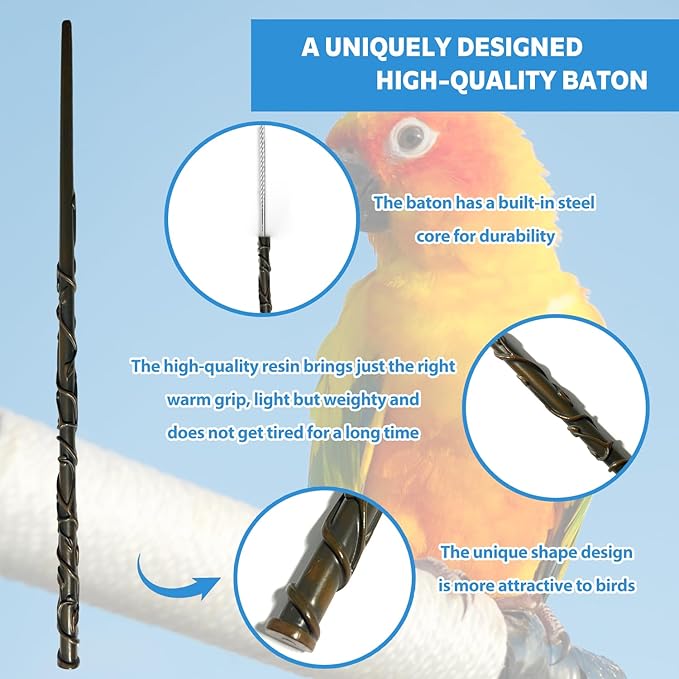 Parrot Training Clicker with Target Stick, Getting Started Bird Clicker Training Kit, All Bird Breeds Training Stick Foster Discipline and Behavior Training, for Parrots Birds Lovers