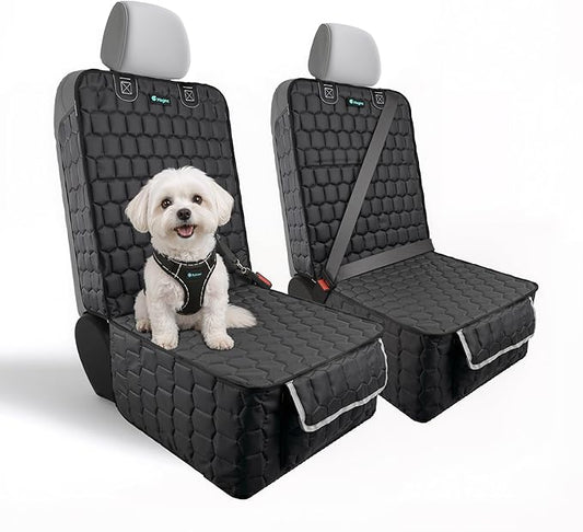 Meginc 2 Pack Front Seat Covers for Dogs, 600D Waterproof Dog Car Seat Covers with Side Flaps Non Slip Scratch Proof, Captain Chair Car Seat Protector Cover for Pets & Daily Use, Fits Cars SUV Trucks