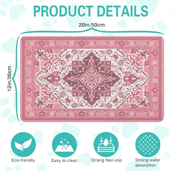 Pet Feeding Mat for Floors Waterproof Dog Mat for Food and Water Absorbent Quick Dry Non Slip mat for Cat Bowls