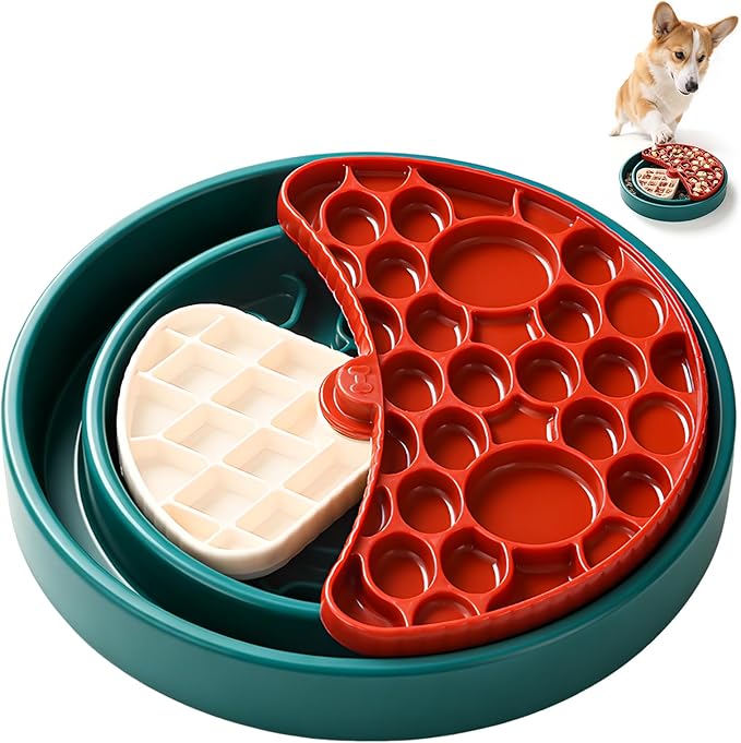3-Level Slow Feeder Dog Bowl – Anti-Slip Interactive Feeder for Healthy & Calmer Eating, Reduces Boredom and Anxiety, Designed as Treat Puzzles for Small Medium & Large Dogs