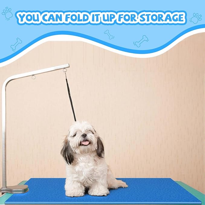 Nuanchu Extra Thick Grooming Table Mat Pad 36 x 24 x 0.24 Inches, Non-Slip PVC and Foam Pet Bathing Table Padded Mat for Grooming Pet Dogs Cat at Home(Blue)