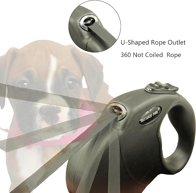 Medium 16 FT Retractable Dog Leash – Adjustable Hands-Free Leash for Dogs Up to 44lbs, Tangle-Free Nylon with Ergonomic Grip for Walking, Training & Outdoor Safety Black M