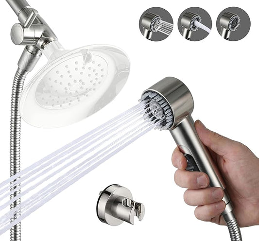 3 Mode Dog Shower Attachment, High Pressure Handheld Sprayer with ON/OFF Switch, Metal Shower Diverter, 159 Inches Stainless Steel Hose, No Drill Hook, for Indoor and Outdoor Pet Bathing and Washing