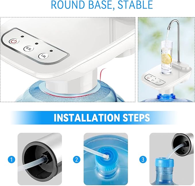 Drinking Water Dispenser Pump, Automatic Electric Drinking Water Bottle Pump for 1-5 Gallon Water Jugs…, White