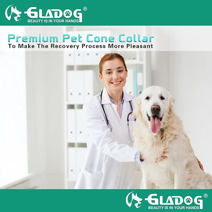 GLADOG Soft Dog Cone Collar – 3 Similar Sizes per Set (S/M/L) for Better Fit, XL Single Size – Cone for Dogs to Stop Licking, Adjustable E Collar for Dogs After Surgery, Elizabethan Collar for Dog