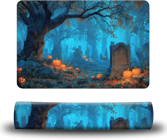 Dog Food Mat, 15.7" x 23.6" Absorbent Pet Feeding Mat for Food and Water, Waterproof Diatom Mud Pet Placemat with Non-Slip Rubber Backing, Cat Bowl Mat for Floors - Terrifying Forest