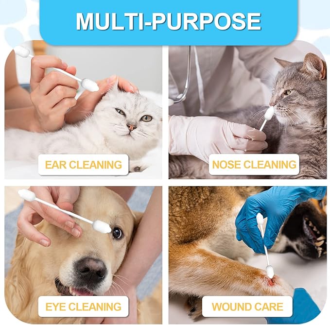 Dog Ear Cleaning Swabs 56pcs – Gourd-Shaped Cotton Tips for Dogs' Ears, Gentle Ear Cleaning Sticks for Oily-Eared Breeds, Pet Grooming, Bathroom or Travel Use