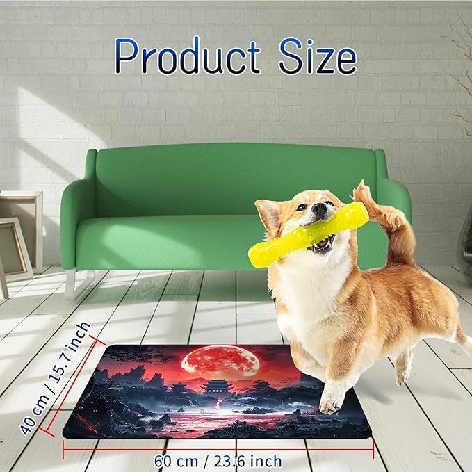 Dog Food Mat, 15.7" x 23.6" Absorbent Pet Feeding Mat for Food and Water, Waterproof Diatom Mud Pet Placemat with Non-Slip Rubber Backing, Cat Bowl Mat for Floors - Mountain Range Sunset
