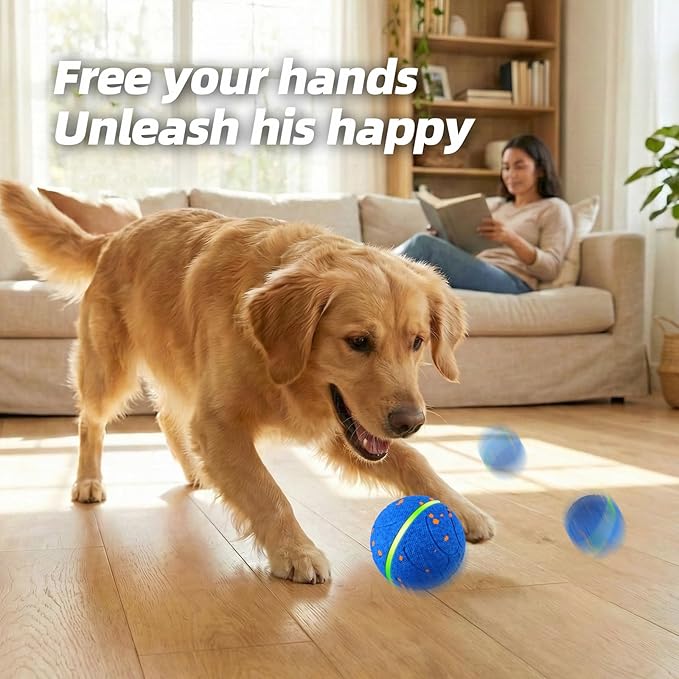 Diman Interactive Dog Toys, 3.5 Inch Automatic Moving Balls for Dogs, 3-Modes with Colorful Lights, Durable E-TPU Material, Active Self Rolling, Bouncing, and Rotating Puppy Toy to Keep Them Busy