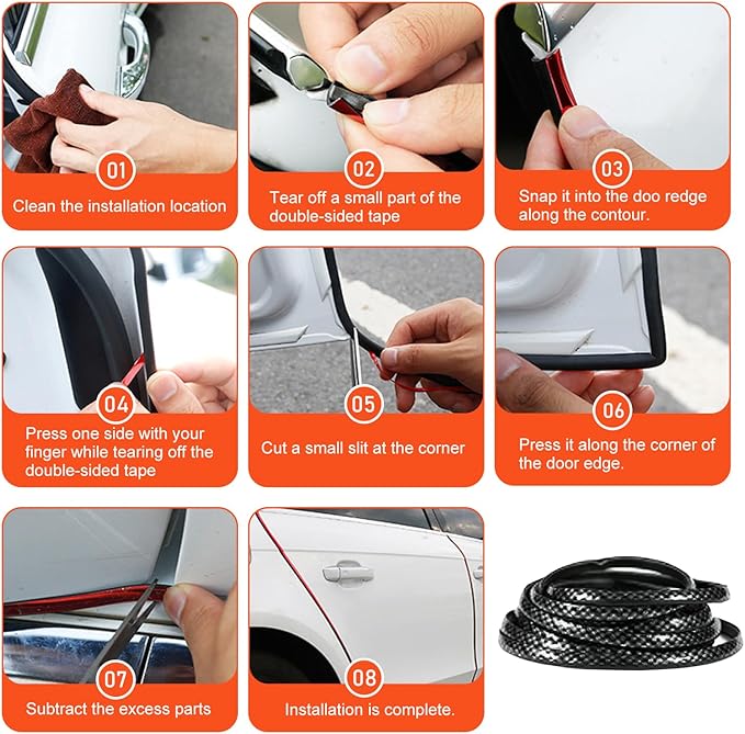 Car Door Edge Guard, 16.4Ft (5m) U Shaped Door Edge Protector Strip, Anti-Scuff Moulding Trim, Universal Car Exterior Decor Accessory for Most Cars (Silver)