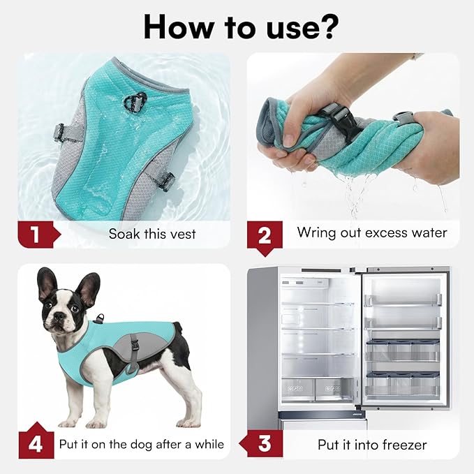 Dog Cooler Vest for Extra Large Dogs, Dog Mesh Cooling Jacket with Reflective Stripe and D Ring, Pet Cooling Vest for Beach, Hiking, Walking, Blue-2XL