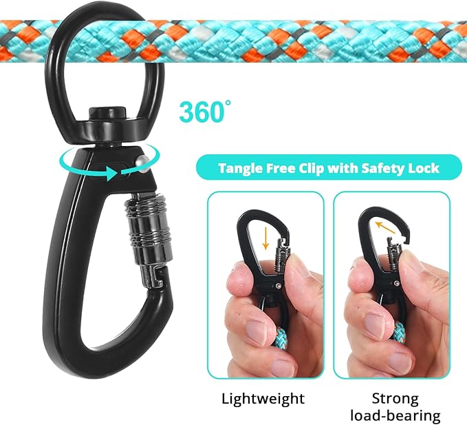 Dog Tie Out Cable for Camping - 50ft Dog Runner for Yard - Portable Trolley System for Large Small Dogs Outside