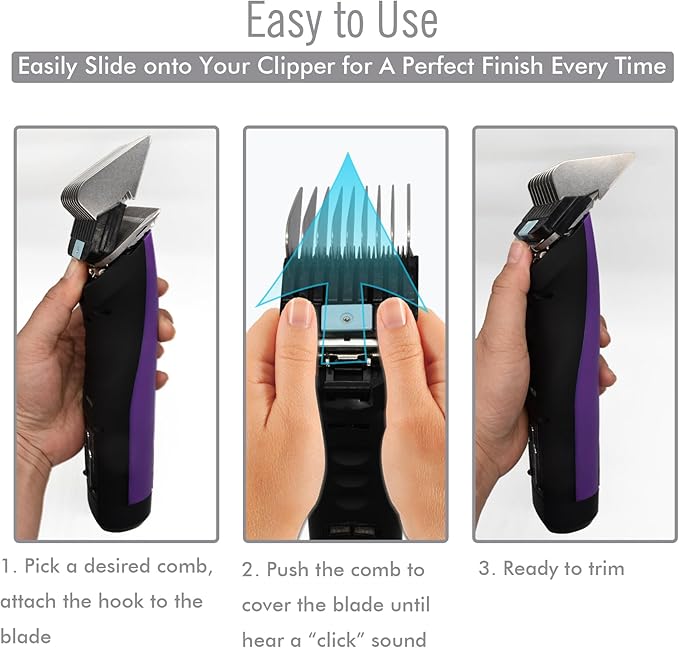 Professional A5-Style Animal Clipper Stainless Steel Color-Coded Snap-on Attachment Guard Guide Comb, 1/8"-1" Compatible with Wahl KM Series Oster A5 Andis Detachable Blade Pet Dog Groomers (#6-3/4")