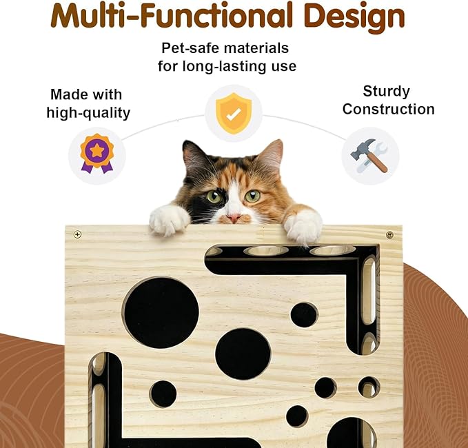 2026 New Cat Scratch Puzzle Enrichment Box, Cats Nail File Enrichment Box with Sandpaper Inside, Cat Toys Interactive for Indoor Cats Nail Scratcher, Stress-Free Alternative to Trimming Nails