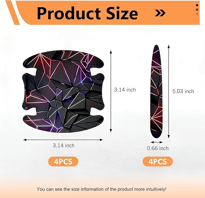 8 PCS Car Door Handle Protector Stickers, Carbon Fiber Scratch-Resistant Automotive Bowl Decals, Self-Adhesive Car Door Handle Paint Protective Film, Universal for Most Cars (Style 4)