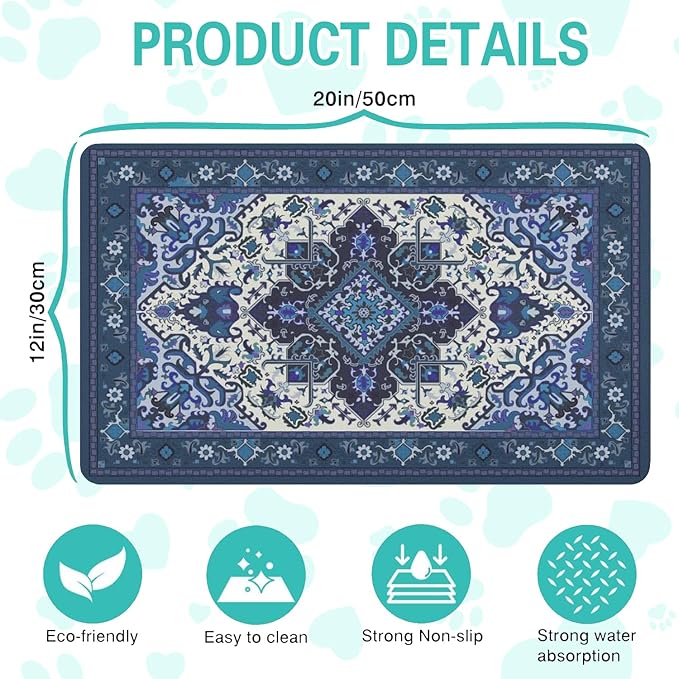 Pet Feeding Mat for Floors Waterproof Dog Mat for Food and Water Absorbent Quick Dry Non Slip mat for Cat Bowls