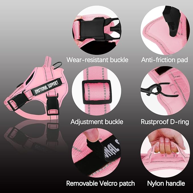 voopet Service Dog Harness, Emotional Support Pet Vest Harness, Reflective Breathable & Adjustable No Pull ESA Harness for Small Medium Large Dogs (with 4 PCS Removeable Tags),X Large (Pack of 1)