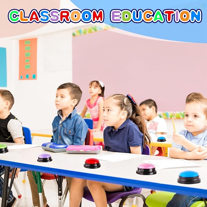 6 Pieces Recordable Answer Buzzers Button Answer Buzzers Game Show Buzzer Recordable Button Classroom Buzzers Perfect for Study Office Home and Pet Buttons Training Toy