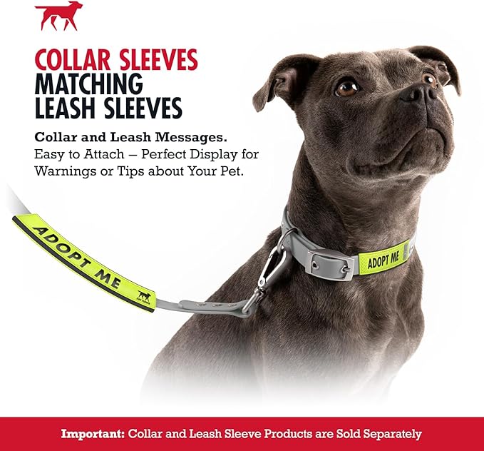 Tuff Pupper 2-Pack Waterproof Collar Sleeves | Fits Any 1 Inch Wide Dog Collar | Dual Sided Message | Durable Silicone & Neoprene | Odor & Stink Proof | Easy Slide On & Off (Adopt Me, Standard)