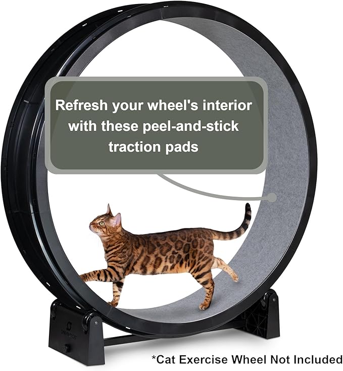 One Fast Cat - Replacement Traction Pads for One Fast Cat Exercise Wheels Gen 6 & 7 (Set of 8 Pads) - Durable, Self-Adhesive & Nontoxic - Gray Felt