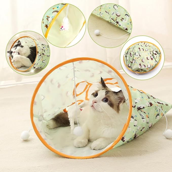 Cat Sack Hide & Seek Tunnel Bags - Interactive Cat Toy with Plush Ball & Crinkle Paper