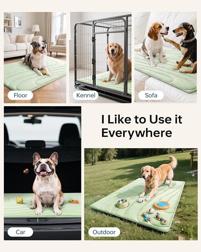 Cooling Mat for Cats, 36"x23" Self-Cooling Dog Bed with Arc-Chill Technology 3.0(QMAX>0.5), Non-Slip Washable Pet Cooling Pad for Small & Medium Dogs, Indoor Outdoor Floor Mat - Green