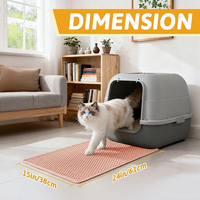 Pieviev Cat Litter Mat Double Layer Waterproof Urine Proof Trapping Mat 1 Pack (Red, 24x15 Inch (Pack of 1))