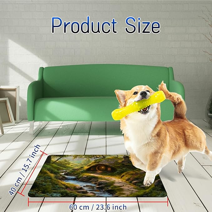 Dog Food Mat, 15.7" x 23.6" Absorbent Pet Feeding Mat for Food and Water, Waterproof Diatom Mud Pet Placemat with Non-Slip Rubber Backing, Easy Clean Cat Bowl Mat for Floors - Creek Castle